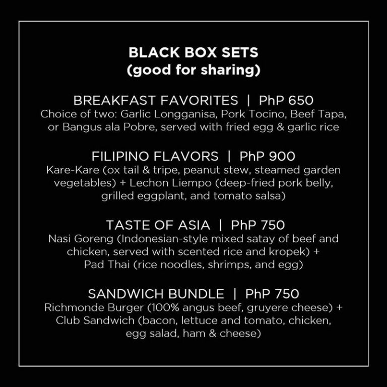 Menu | B Hotel Alabang